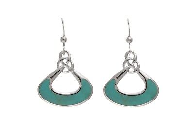 Turquoise Pendant and Drop Earrings Set Solid Sterling Silver