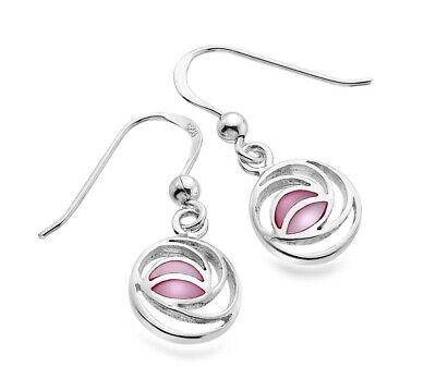 Mackintosh Pink Rose Earrings Pink Mother of Pearl Drops 925 Sterling Silver
