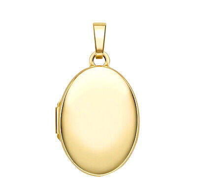 Oval Shaped Polished Locket 9ct Yellow Gold Hallmarked British Made 18 x 14mm
