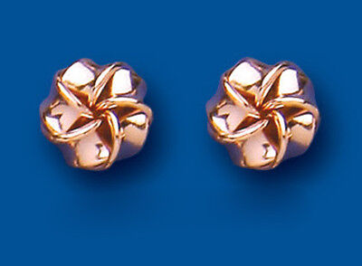 Rose Gold Knot Stud Earrings 8mm 9 Carat 375 Hallmark British Made