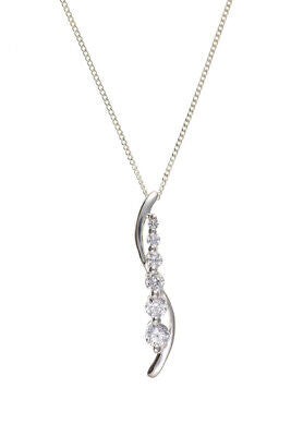 Sterling Silver Modern Pendant 18" Chain 925 Hallmark