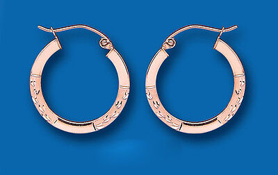 Rose Gold Hoop Earrings Red Rose Gold Creole Hoops 20mm Hallmarked