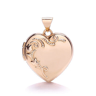 Rose Gold Heart Locket 18" Chain Two Photograph Hallmarked British Made