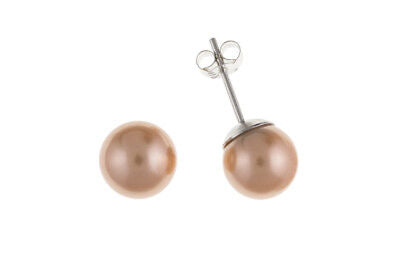 Pearl Earrings Silver Stud Peach pearl Sterling Silver Studs