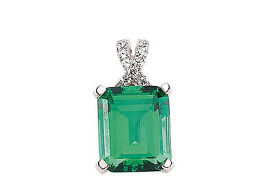 Emerald Pendant Emerald Necklace Solid Sterling Silver Platinum Plated Pendant