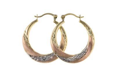 Hoop Earrings Gold Creole Three Colour Rose White Yellow Multi Tone Gold 20mm