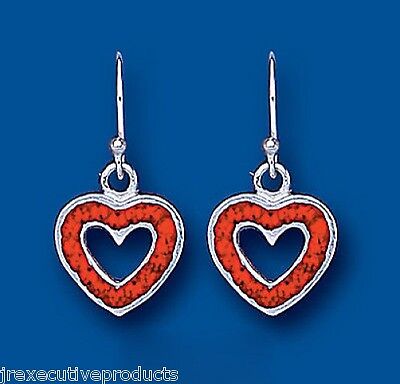 Red Crystal Heart Earrings Drop Drops Sterling Silver 925 Hallmark