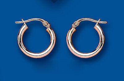 Rose Gold Hoop Earrings Red Gold Creole Hoops 14mm