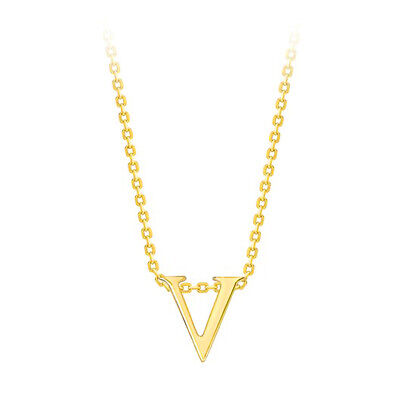 Capital V Initial Pendant 9ct Yellow Gold Ladies Complete With Gold Chain