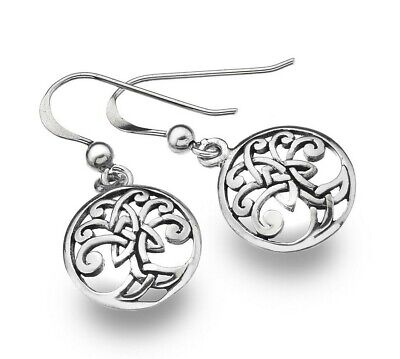 Tree of Life Earrings Round Drop Sterling Silver 925 Hallmarked Drops