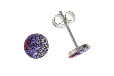 Purple Crystal Earrings Sterling Silver 925 Hallmark Stud Studs