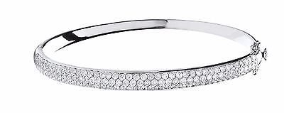 18ct White Gold 3.15ct Pave Set Diamond Bangle