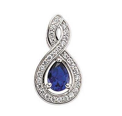 Sapphire Pendant Sapphire Necklace Solid Sterling Silver Platinum Plated