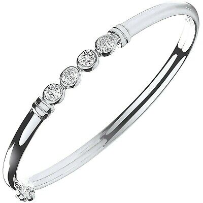 Solid Silver Baby Bangle Gemstone Little Girl Christening 925 Hallmark British