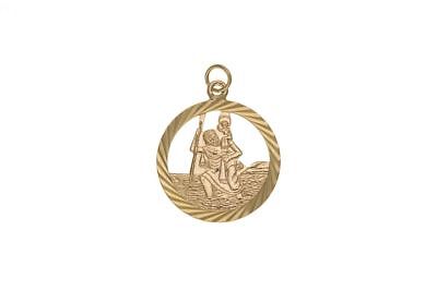 Yellow Gold St. Christopher Pendant 19mm Hallmarked British Made