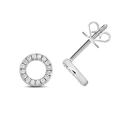 Diamond Circle Stud Earrings 9ct White Gold 0.12ctw Studs