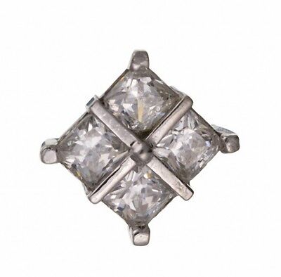 Men's Square Earring White Gold Stud 375 Hallmark