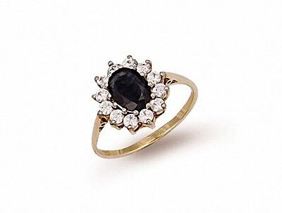 9ct Yellow Gold Sapphire Cluster Ring Engagement Fully Hallmarked