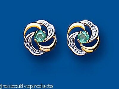 9ct Gold Emerald Earrings Stud Yellow Gold May Birthstone Hallmarked