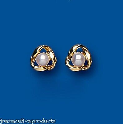 9ct Gold Pearl Knot Earrings Freshwater Stud Wedding Bridal Jewellery Hallmark