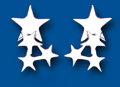 Silver Multi Star Pendant and Earrings Set Solid Sterling Silver 925 16 - 18"