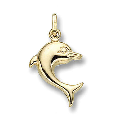 Yellow Gold Dolphin Pendant Hallmarked British Made