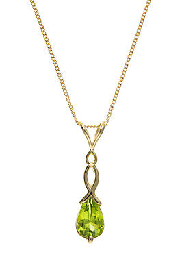 Gold Peridot Pendant and Earrings Set Hallmarked Solid Yellow Gold