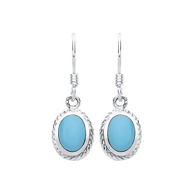 Sterling Silver Turquoise Earrings Real Stone Drops 925 Hallmark British Made