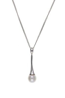 Cultured Freshwater Pearl Pendant White Gold Hallmarked 18" Chain British Made