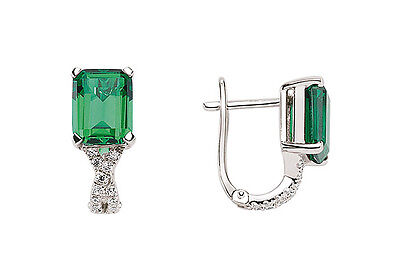Emerald Leverback Earrings Stud Sterling Silver Studs Platinum Plated