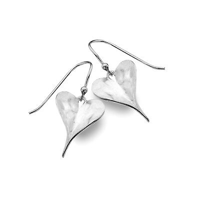Leaf Heart Drop Earrings Sterling Silver 925 Hallmarked Drops