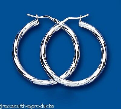 Silver Hoop Creole Earrings Twist Design 32mm 925 Hallmark