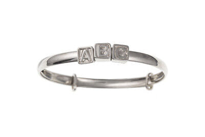 ABC Bangle Solid Silver 3 - 7 Years Adjustable