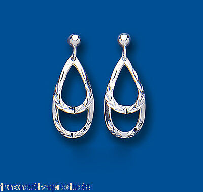 Silver Diamond Cut Drops Earrings Drop 925 Hallmark