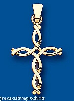 Celtic Twist Cross Pendant Yellow Gold Hallmarked British Made