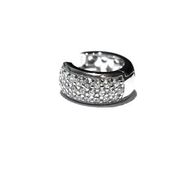 Men's Huggie Hoop Earring Pave Gemstone Solid Sterling Silver Gents Creole