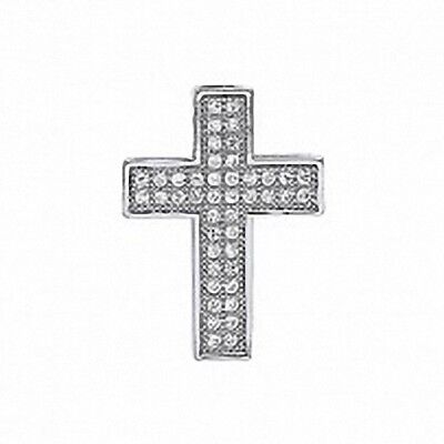 Sterling Silver Pave Set Cross Pendant 925 Hallmark 23 x 17mm