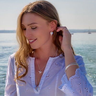 Leaf Heart Drop Earrings Sterling Silver 925 Hallmarked Drops