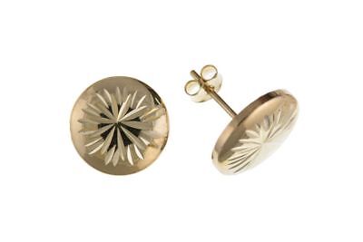 Yellow Gold Button Stud Earrings 10mm Studs 9 Carat British Made