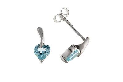 Blue Topaz Silver Earrings Stud Studs Natural Stone 925 Hallmark British Made