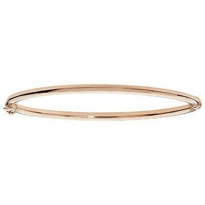 Ladies Rose Gold Bangle Plain Hinged British Made & Hallmarked Womens Bracelet