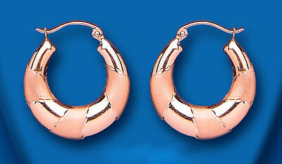 Hoop Earrings Rose Gold Creole Hoops 19mm Hallmarked Red Gold