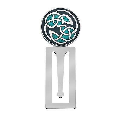 Bookmark Celtic Pointed Knot Silver Plated Green Enamel Brand New and Boxed