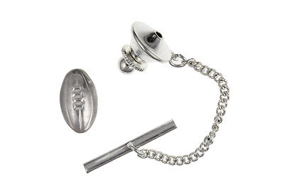 Rugby Ball Tie Tack Solid Sterling Silver 925 Hallmark