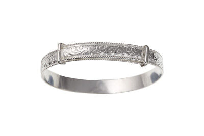 Baby Bangle Solid Silver 18 months - 3 years Embossed Childs Bracelet Hallmarked