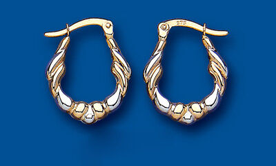 Hoop Earrings Gold Creole Hoops Two Colour Yellow and White Gold