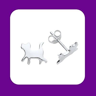 Sterling Silver Cat Earrings 925 Hallmark Stud Ladies Studs Boxed New