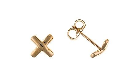 Rose Gold Kiss Stud Earrings Crossover Studs Solid 9 Carat British Made