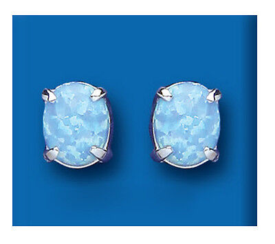 Opal Earrings Blue Opal Stud Sterling Silver Studs