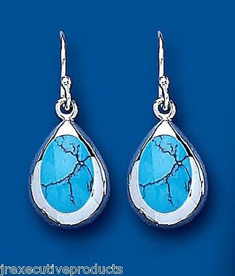 Sterling Silver Turquoise Earrings Drops 925 Hallmark British Made